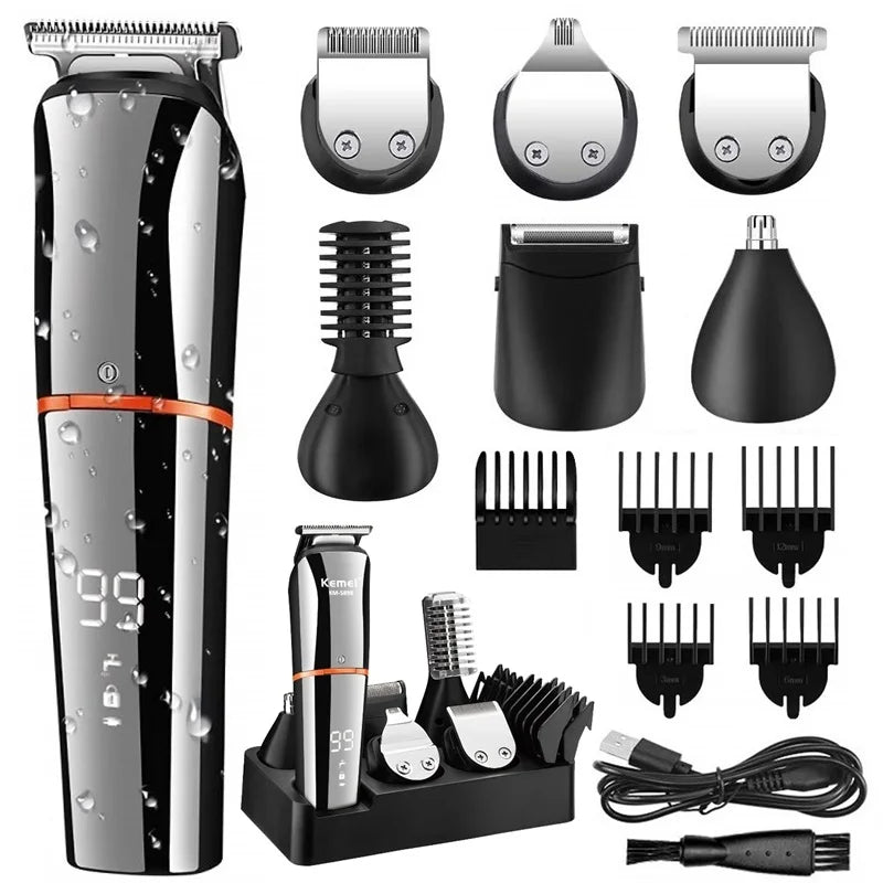 Kit Completo de Aparador de Barba e Cabelo Masculino - Grooming