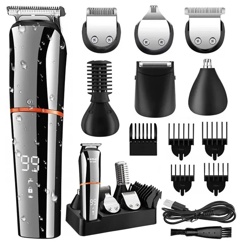 Kit Completo de Aparador de Barba e Cabelo Masculino - Grooming